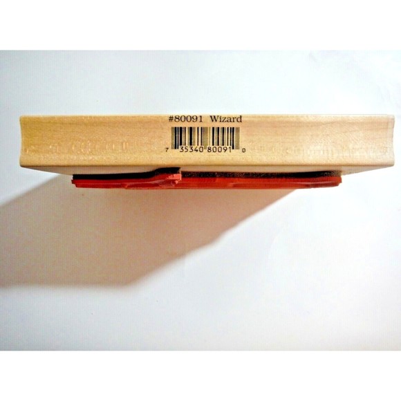 Stamps Happen, Inc. #80091 Wizard Wood Rubber Stamp 5.5" x 4" Vintage - Picture 5 of 5